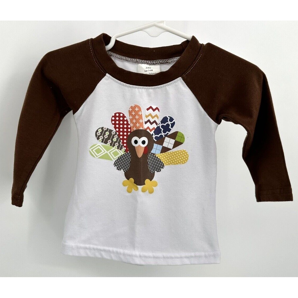 THANKSGIVING TURKEY LONG SLEEVE TEE Infant Boy Or Girl Size 3-6‎ Months - Picture 2 of 4